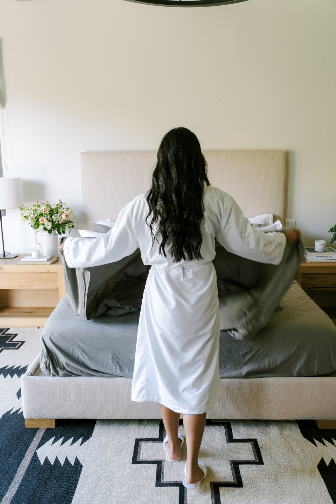 Cozy bedroom with soft bedding