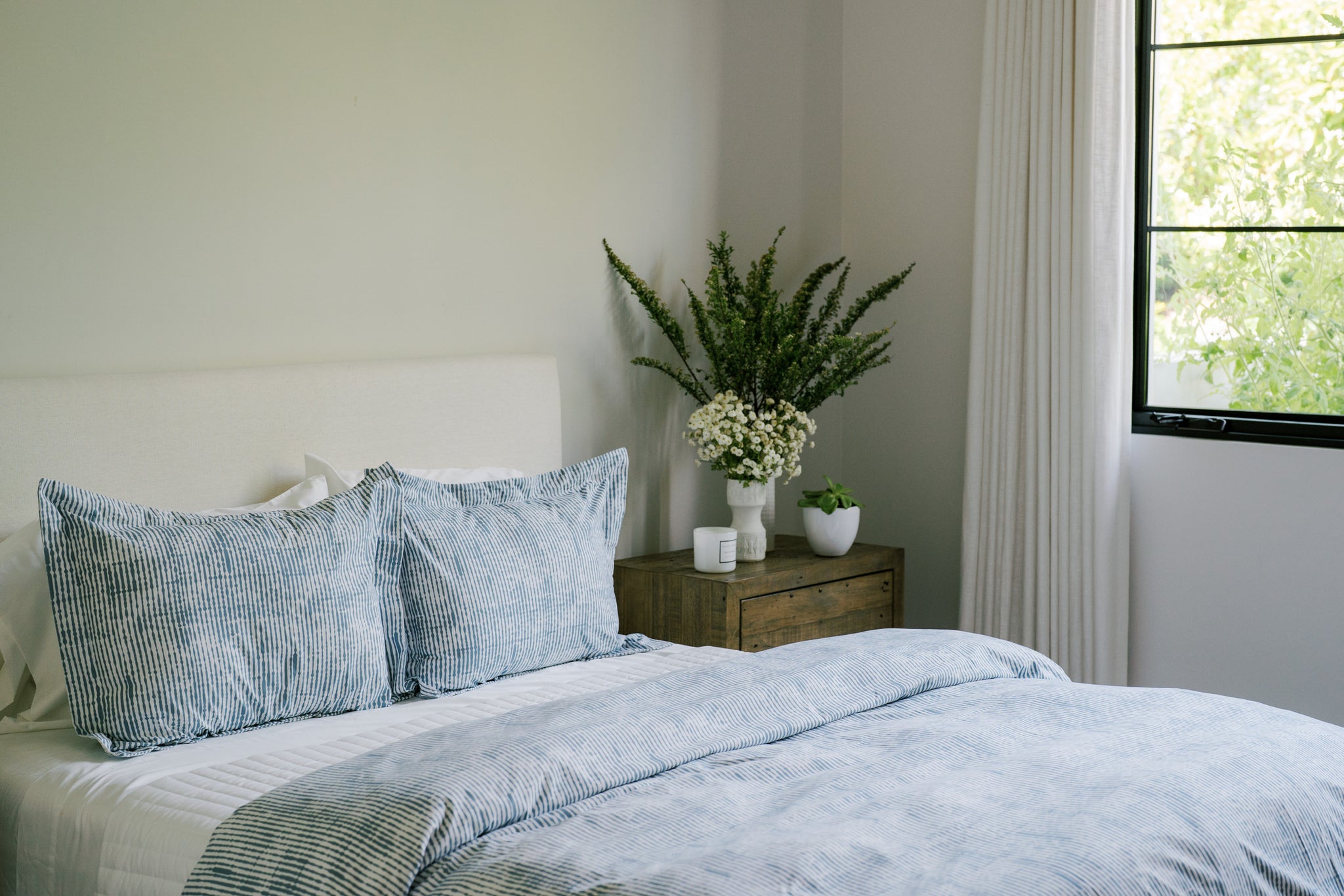 Minimalist and decluttered bedroom interior